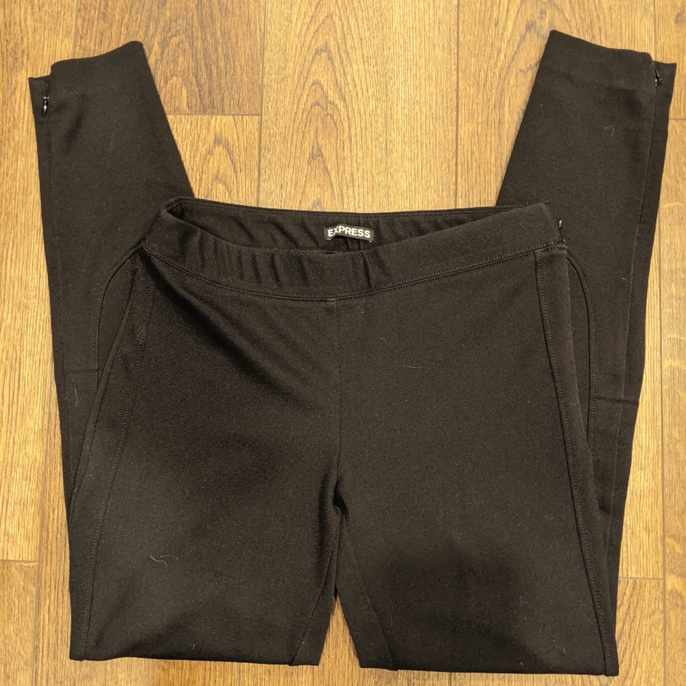 Express black trouser leggings with zip flare size 2